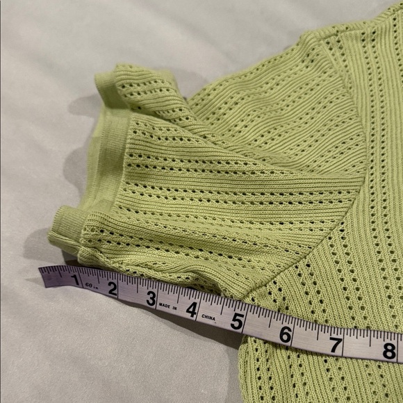 H&M Polo Shirt Light Green Cotton Blend Crochet Style Men’s Size M - Picture 6 of 9